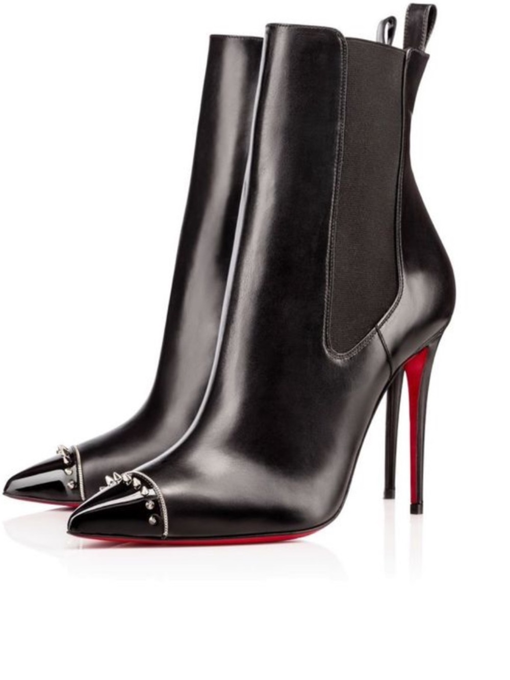 Christian Louboutin Black Leather Pointed Toe Stiletto Boots